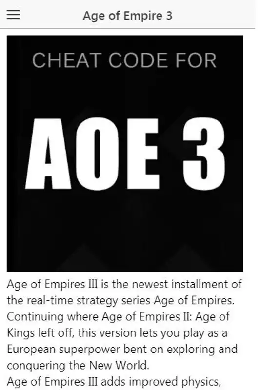Play Cheat Code for Age of Empire 3 | Age of Empire III
